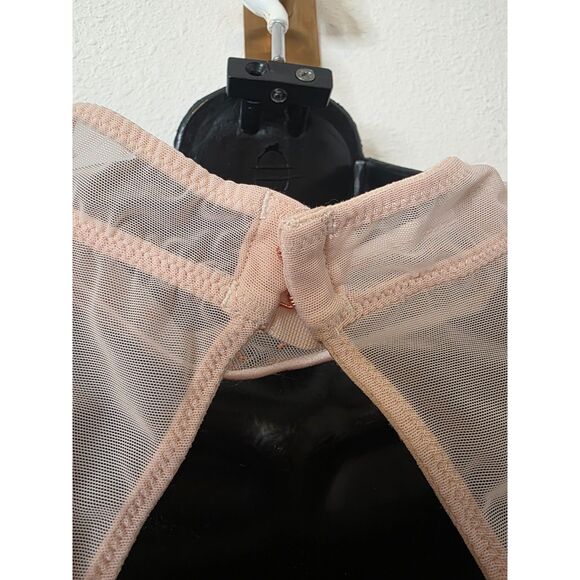 Victoria's Secret Small Halter Neck Mesh Bra Rose Gold Stars Lined Plunge - Picture 5 of 8
